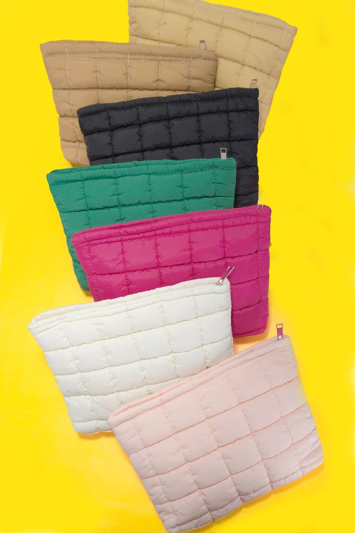Quilted Puffy Cosmetic Clutch Pouch
 | Off-White