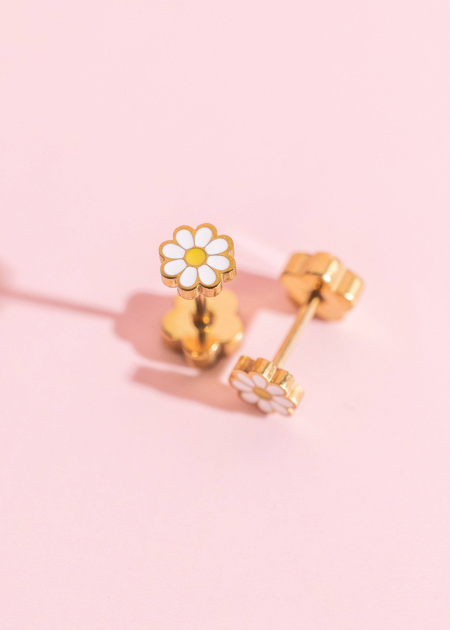 White Tiny Daisy Stud Earrings