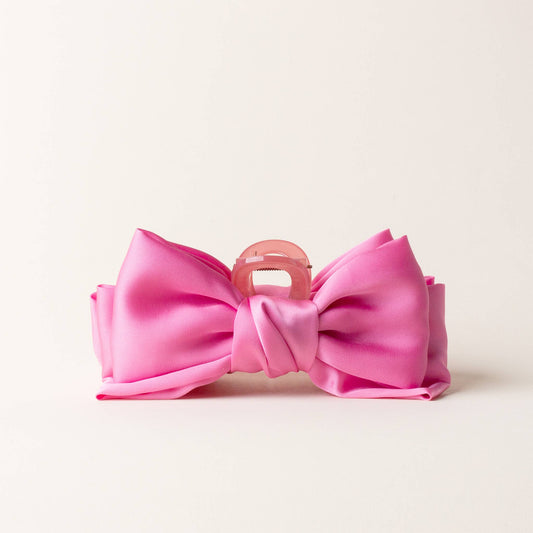 Satin Bow Claw Clip | Hot Pink