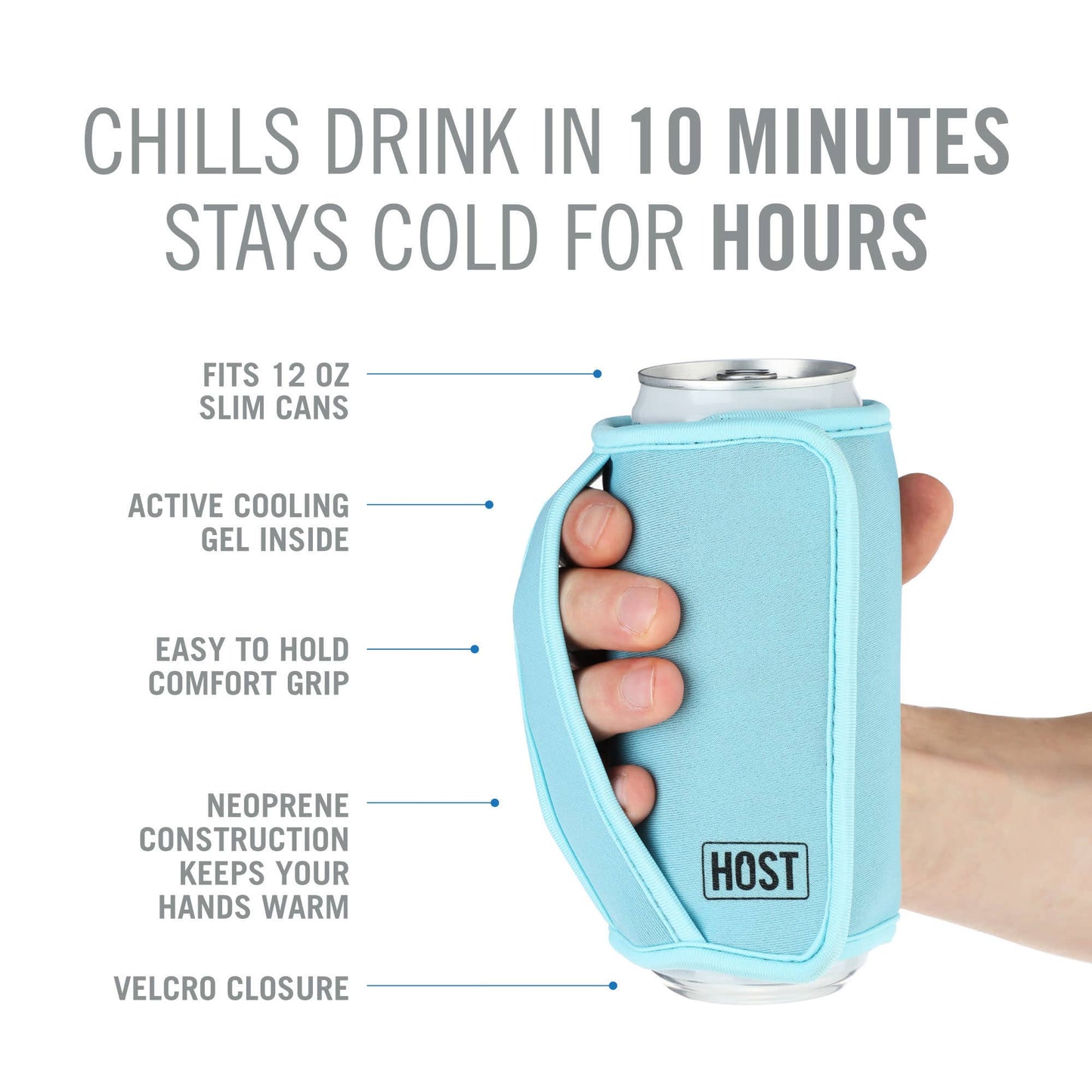 Insta-Chill Sleeve w/ Cooling Gel Slim Cans | Ice Blue