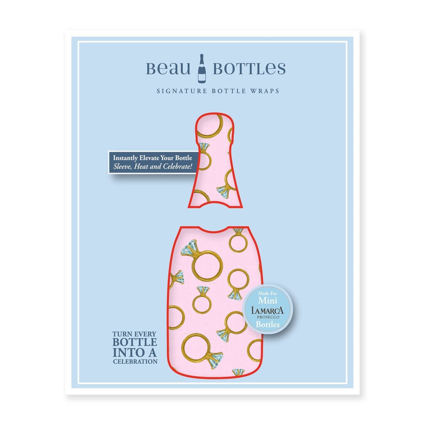 Beau Bottles Wrap MINI | Pink Engagement Ring - Set of Six