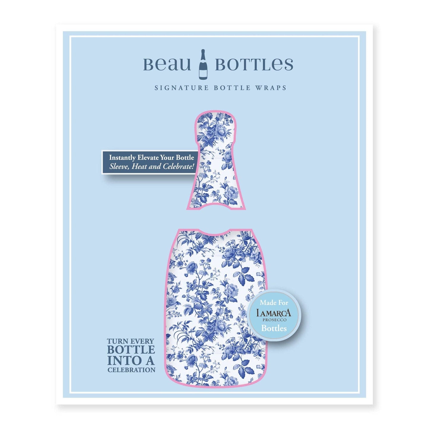 Beau Bottles Wrap | Grand-millenial Blue Floral