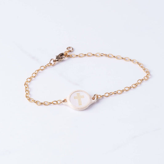 Tap To Pray® Bracelet | 14K Gold-Plated + Vanilla Cross