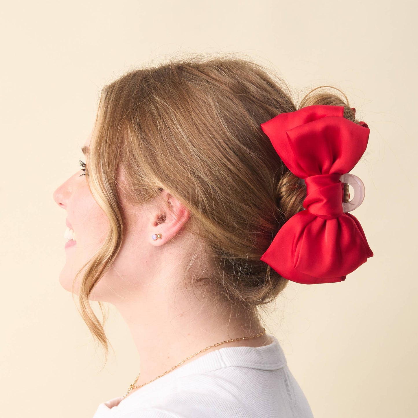Satin Bow Claw Clip | Red