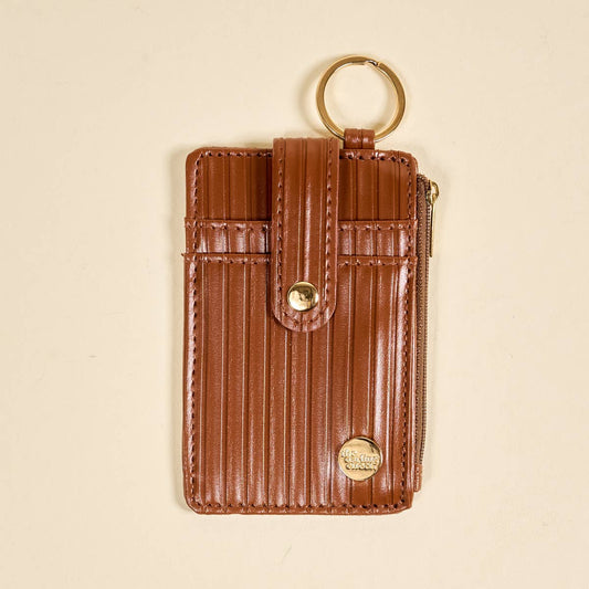 Ripple Ridge Keychain Wallet | Cognac