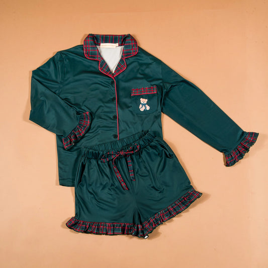 Sweet Dreams Evergreen Plaid Pajama Set