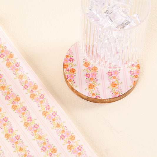 Wood Enamel Coaster | Petal Parade Pink