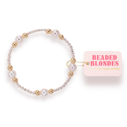 Serena Pearl Bracelet Silver w/ Gold | Standard 6.75”