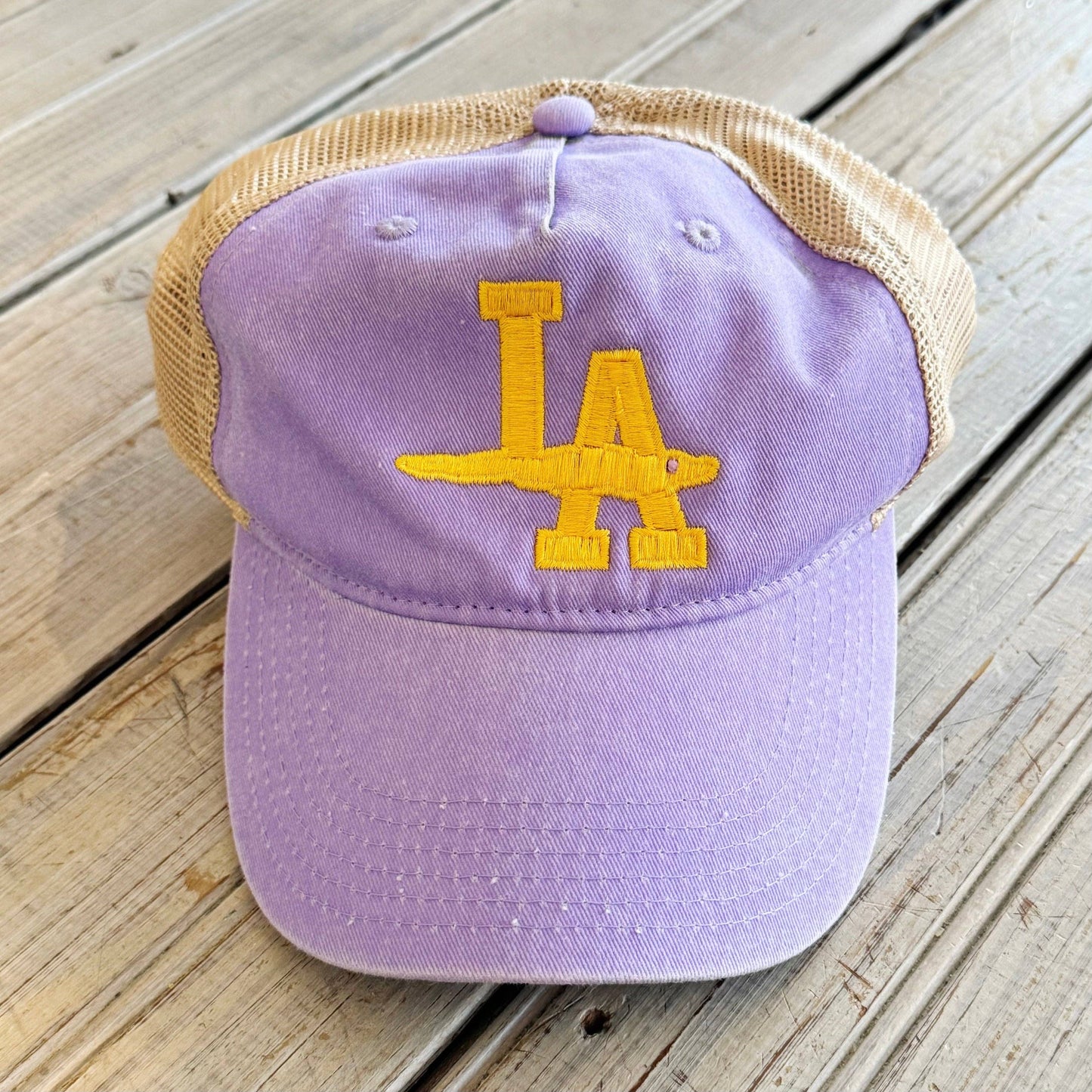 LA Gator Mesh Back Hat | lavender/yellow