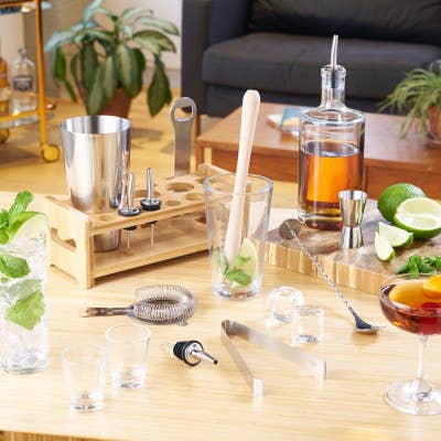 Ultimate Essential Bar Tool Set w/ Wooden Stand