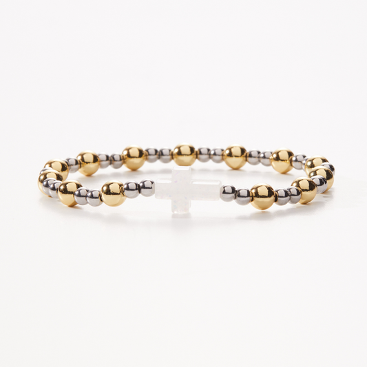 Holy Water Cross Bracelet | Two-Tone