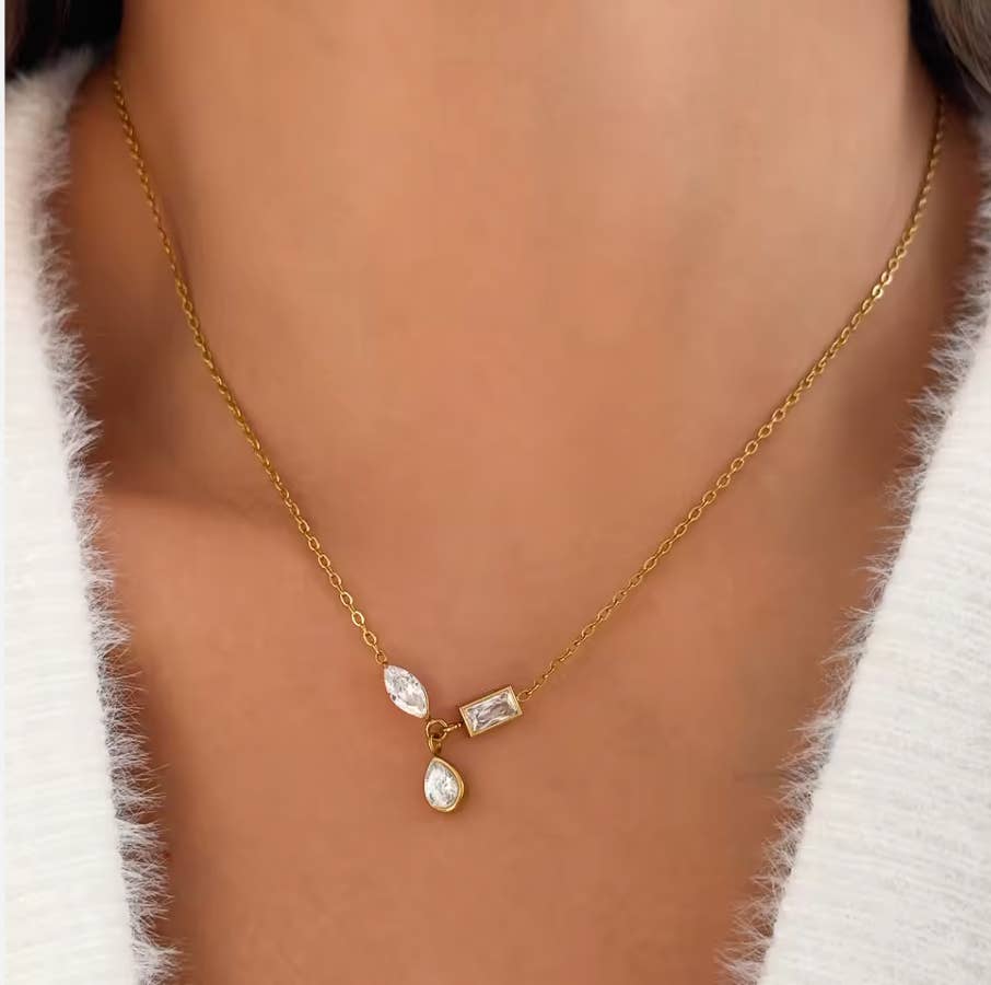 Trio Drop Necklace | Gold