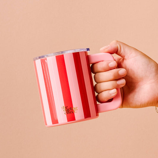 14 oz Insulated Mug | Peppermint Stripes