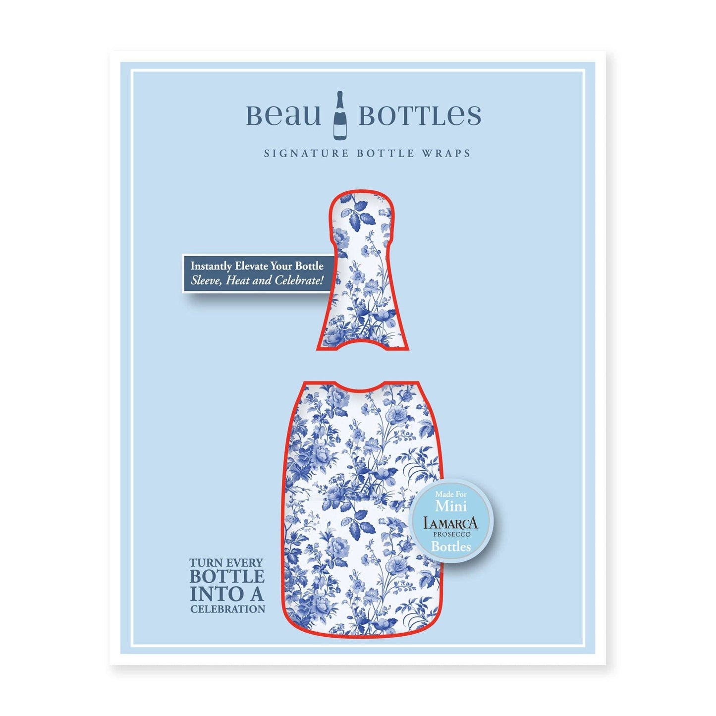 Beau Bottles Wrap MINI | Blue Floral - Set of Six