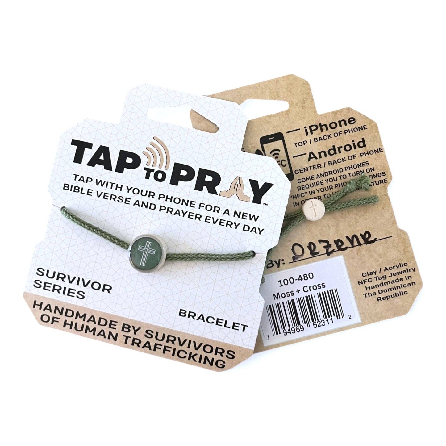 Tap To Pray® Bracelet | Sea Foam + Cross