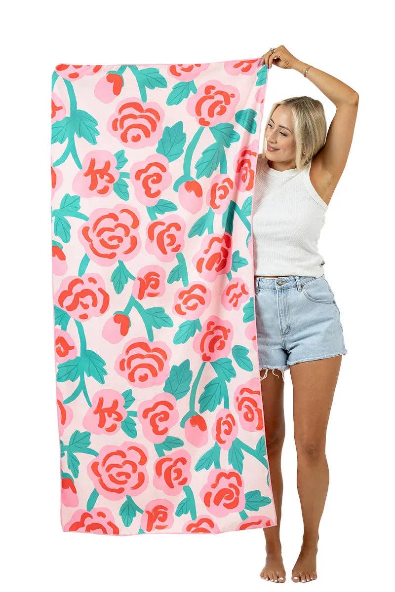Roses All Over Reversible Beach Towel