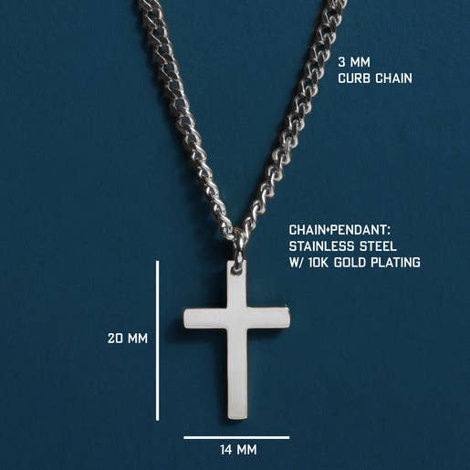 Men’s Stainless Steel Cross Necklace | 20"