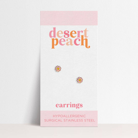 Pink Daisy Stud Earrings