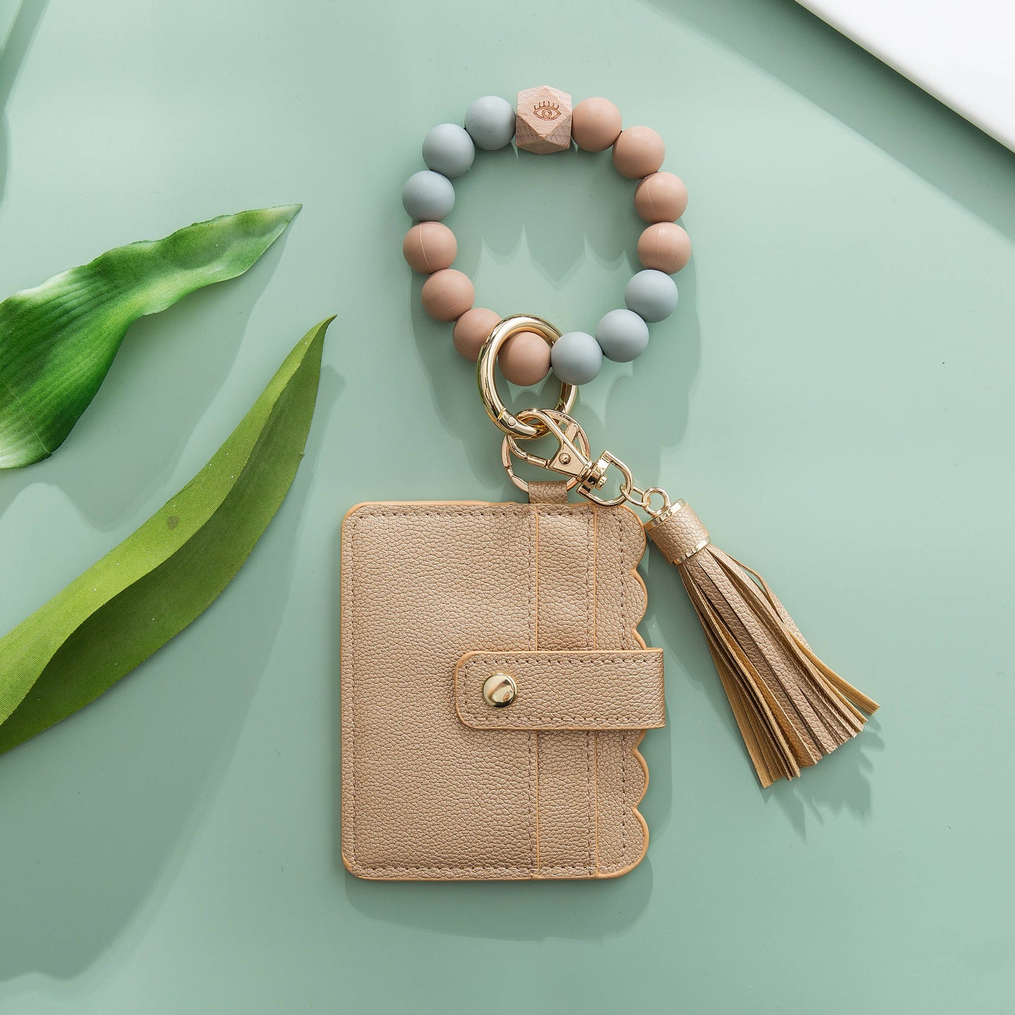 Silicone Wristlet Wallet Keychain | Taupe