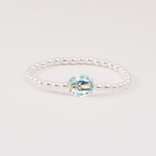 Holy Water Miraculous Medal Bracelet | Crystal Pearl