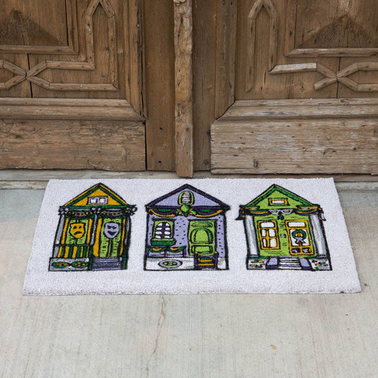 Mardi Parade Houses Coir Doormat | 30" x 18"