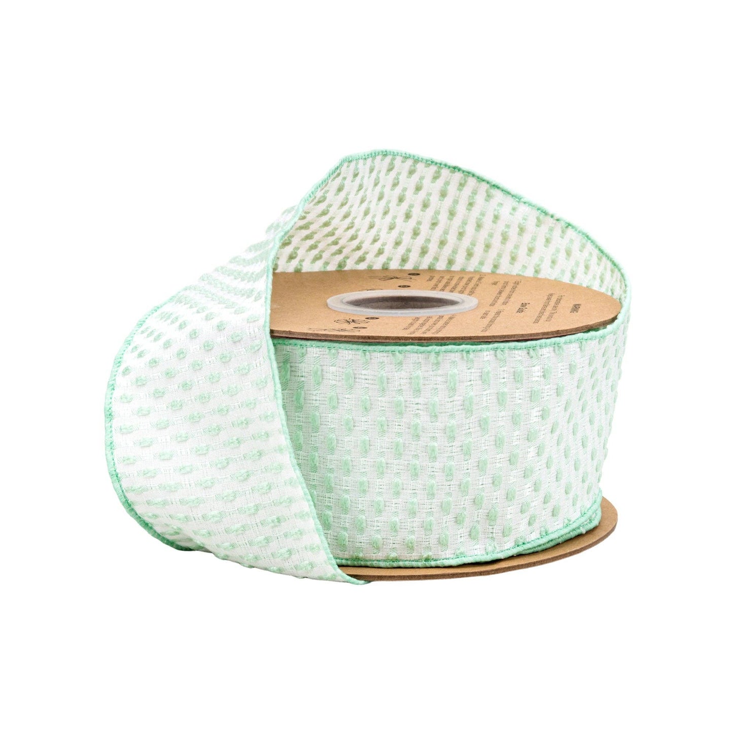 2.5" Wired Ribbon | Green/White Woven