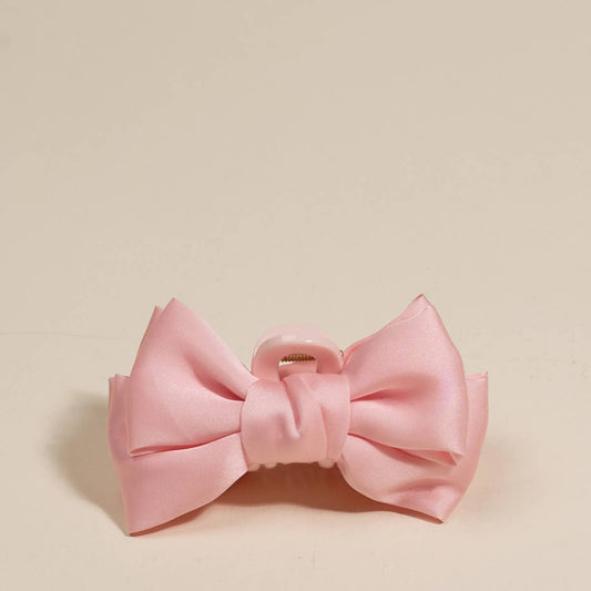 Mini Satin Bow Claw Clip | Blush