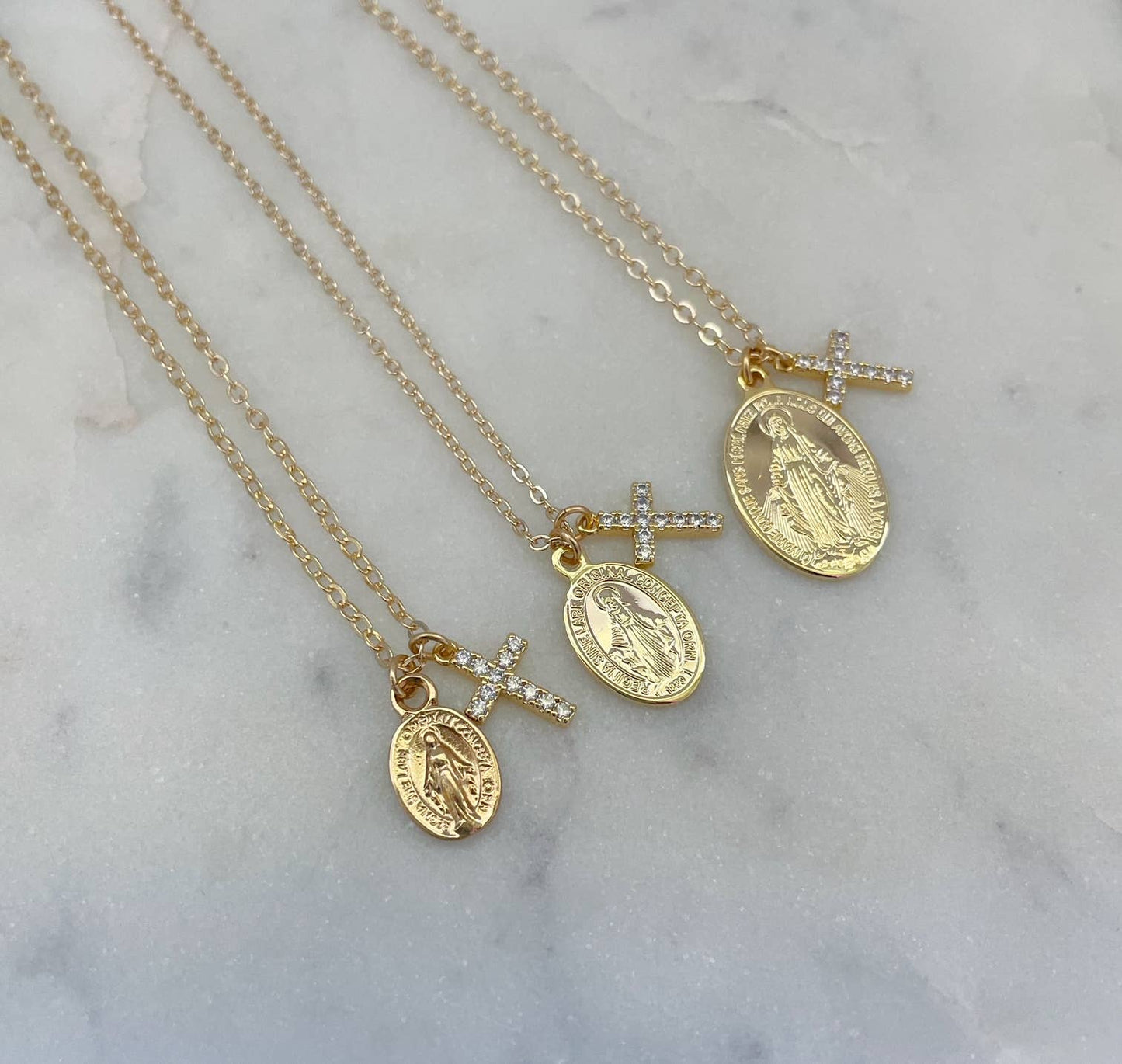 Cross & Virgin Mary Miraculous Medal Necklace