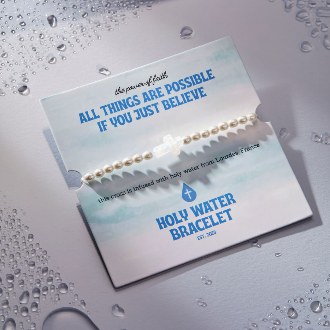 Holy Water Cross Bracelet | Crystal Pearl