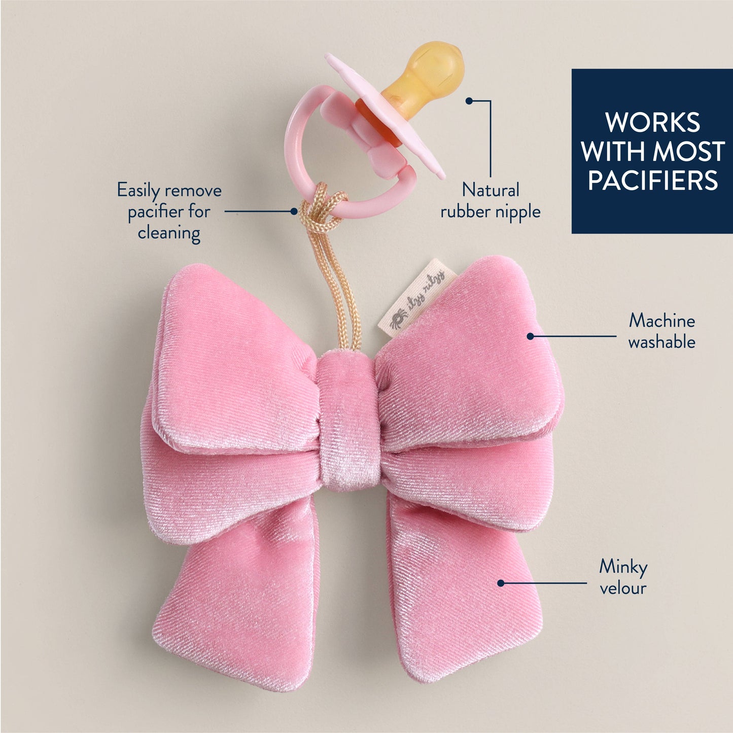 Bitzy Pal Natural Rubber Pacifier & Plush | Bow