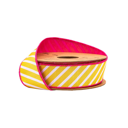 1.5" Wired Ribbon | Yellow/White/Pink