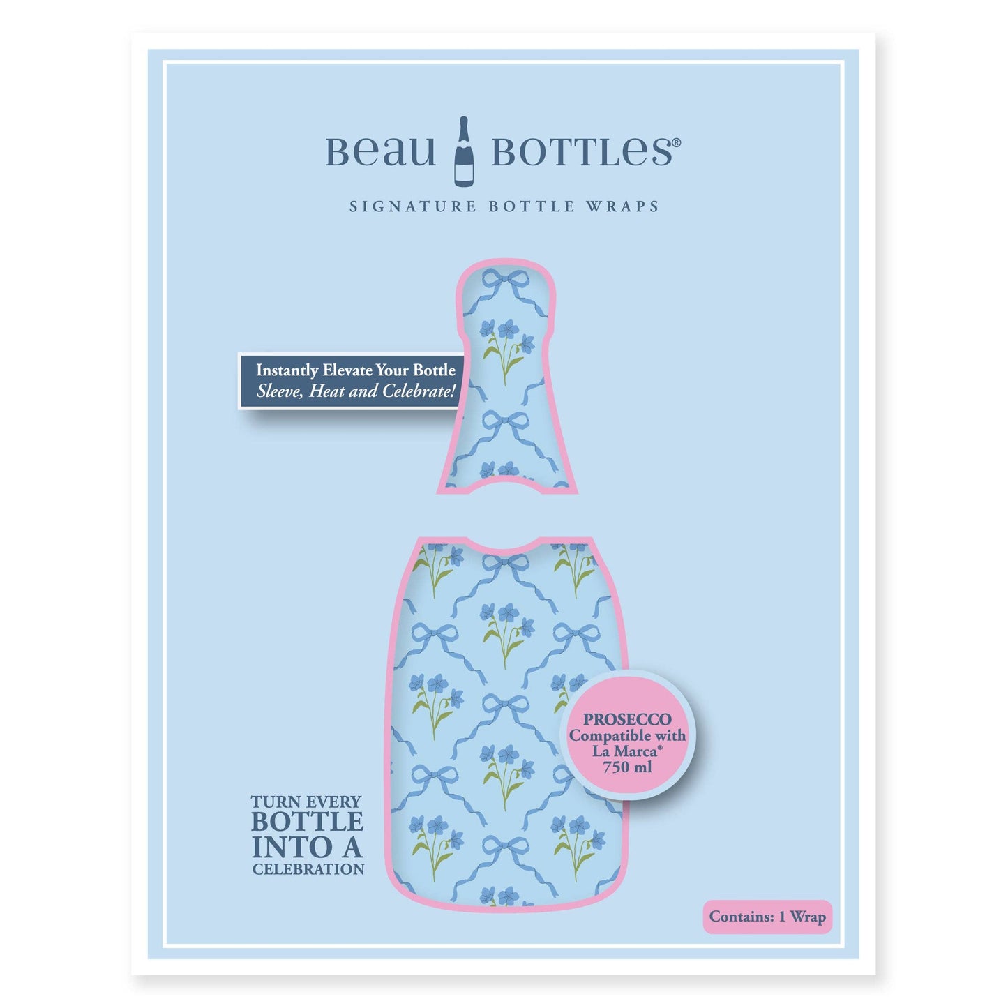 Beau Bottles Wrap | Blue Bows and Blossoms