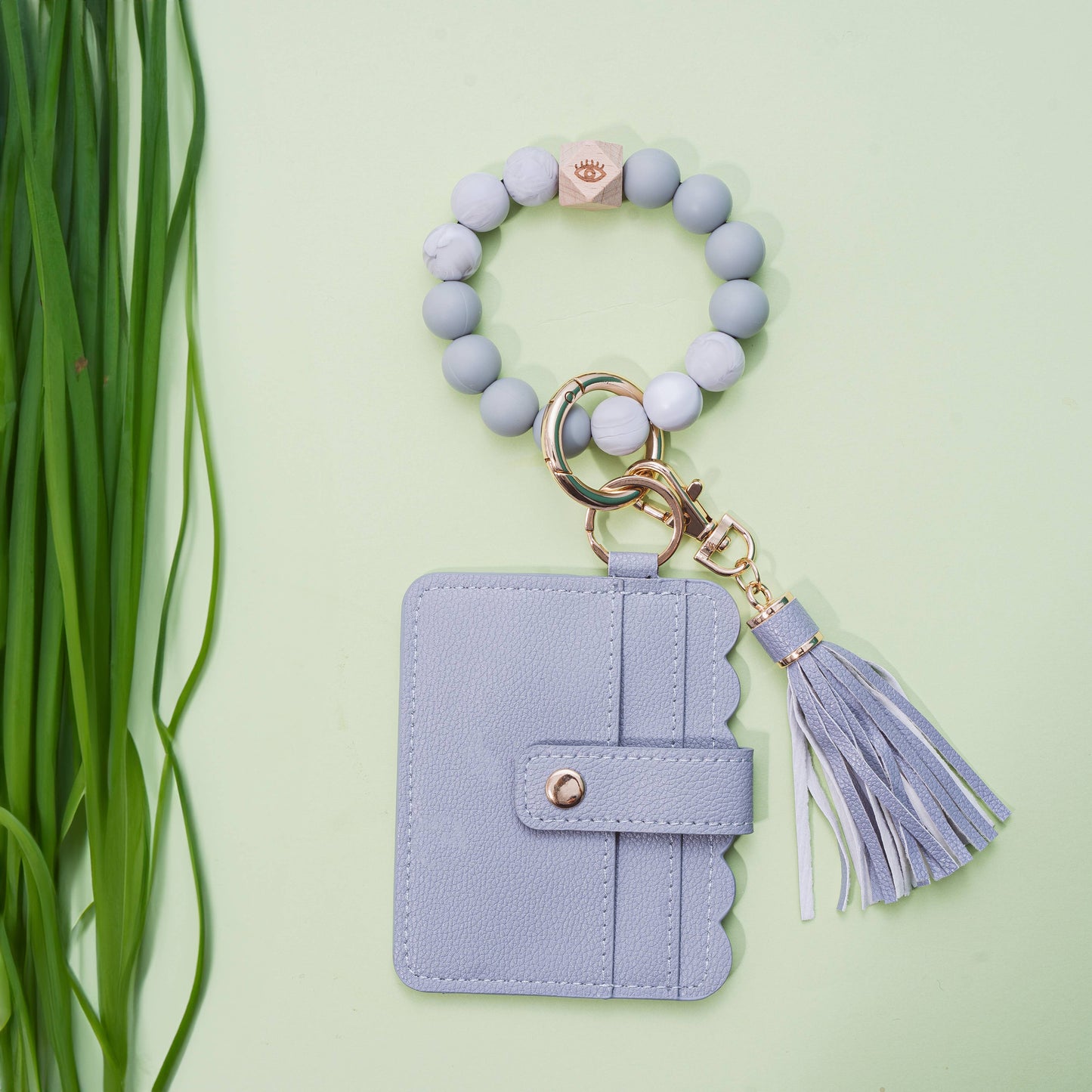 Silicone Wristlet Wallet Keychain | Taupe