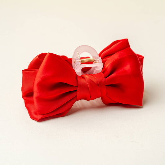 Satin Bow Claw Clip | Red