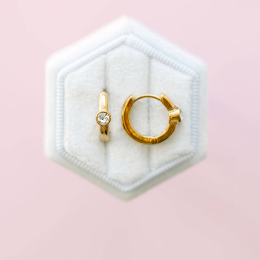 Single Diamond Huggies Earrings