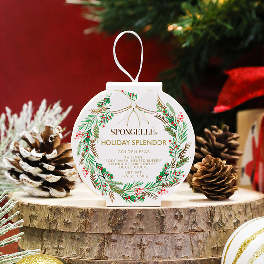 Spongellé | Holiday Splendor - Golden Pear Holiday Wreath Body Buffer 