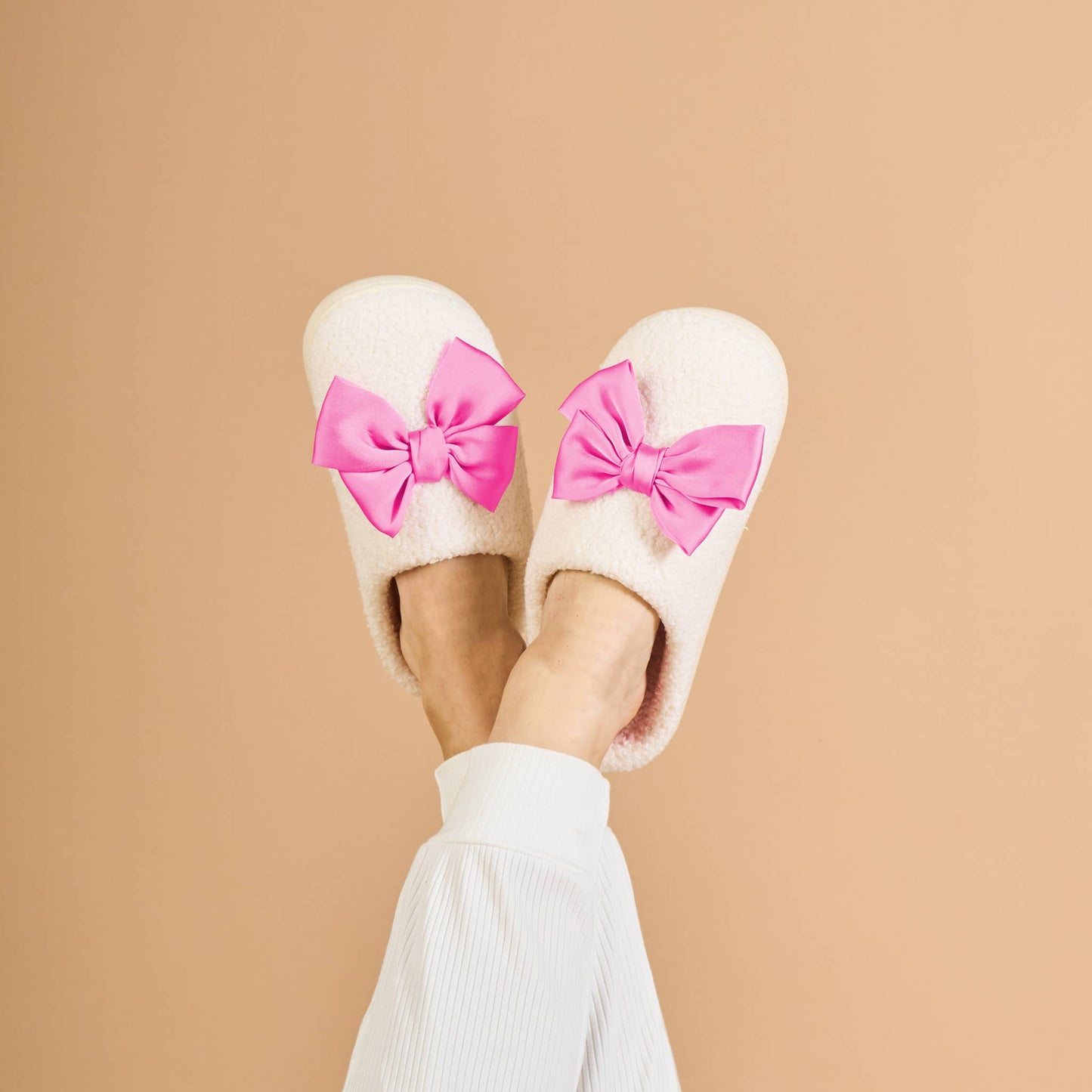 Fuzzy Slippers | Betty Bow Hot Pink
