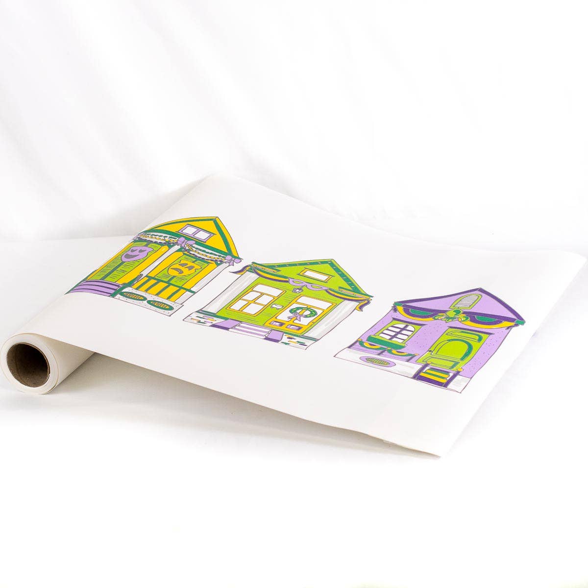 Mardi Gras Parade Houses Paper Table Runner
