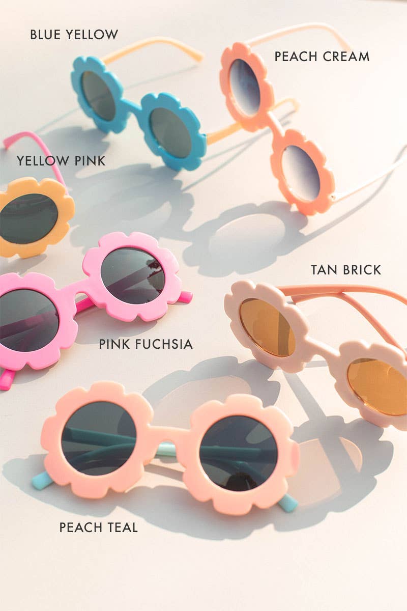 Kids Toddler 2-tone Flower Sunglasses | Peach/Teal