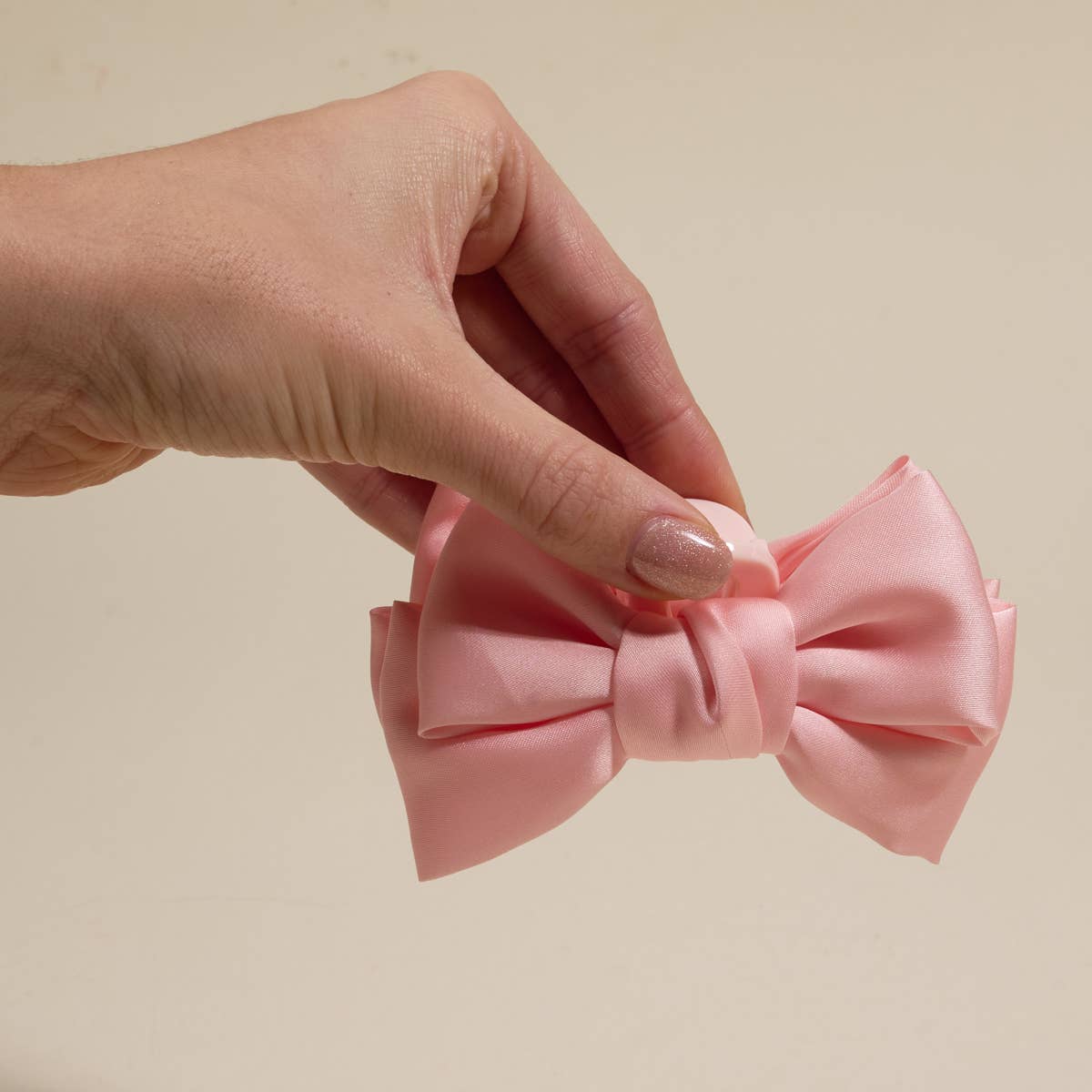 Mini Satin Bow Claw Clip | Blush
