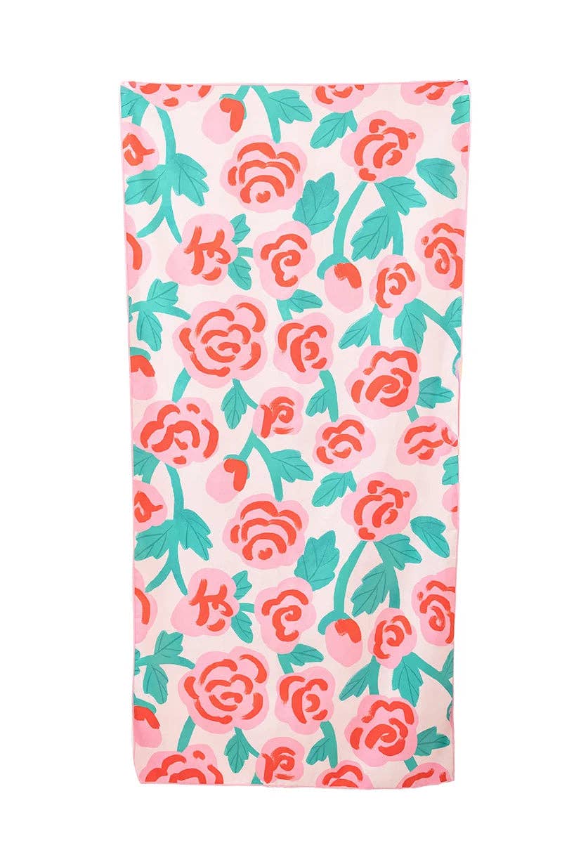 Roses All Over Reversible Beach Towel