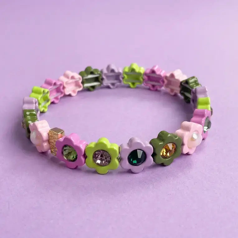 Daisy Flowers Stretch Bracelet | Pink/Green