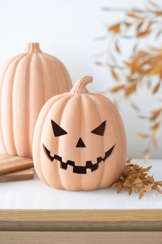 9.5” Terracotta Halloween Pumpkin Decoration