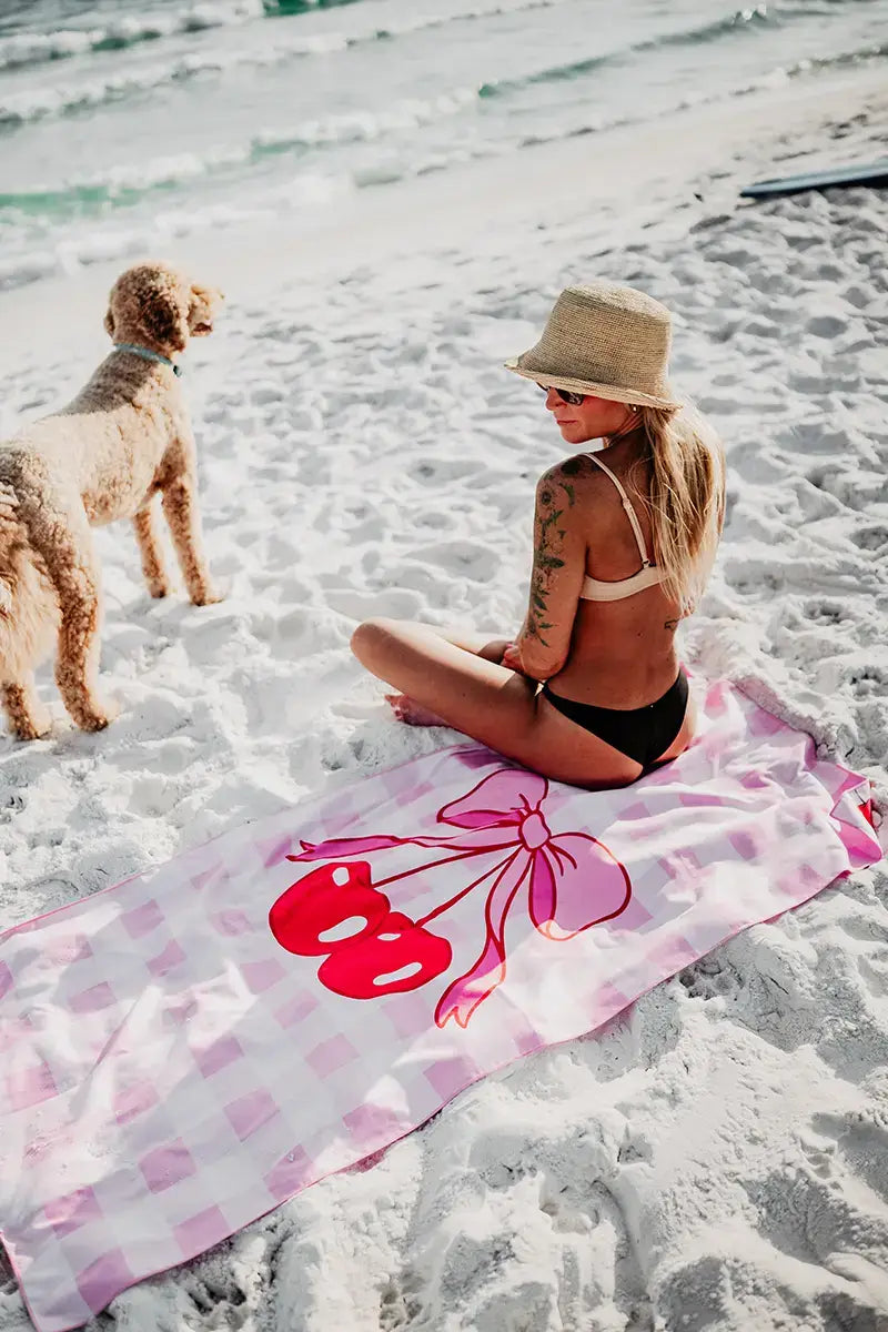 Cherry and Bow Reversible Beach Towel