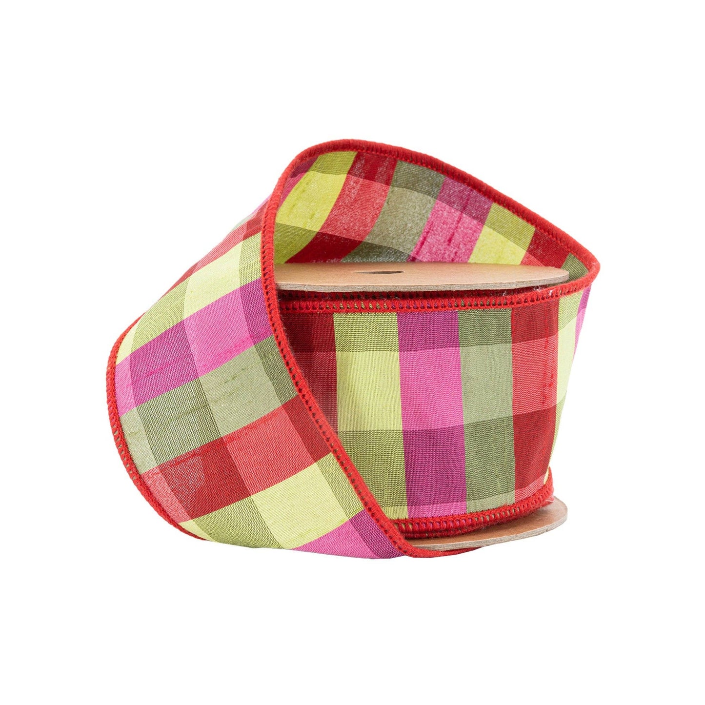 2.5" Wired Ribbon | Green/Pink/Red Check