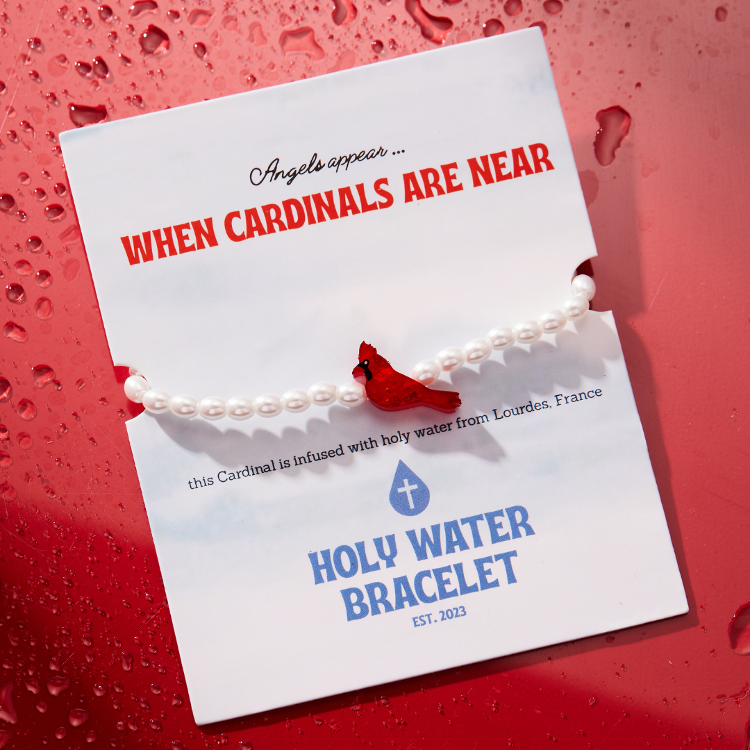Holy Water Bracelet - HOLY WATER RED CARDINAL BRACELET: Crystal Pearl