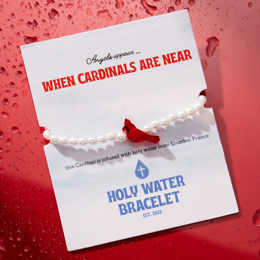 Holy Water Bracelet - HOLY WATER RED CARDINAL BRACELET: Crystal Pearl