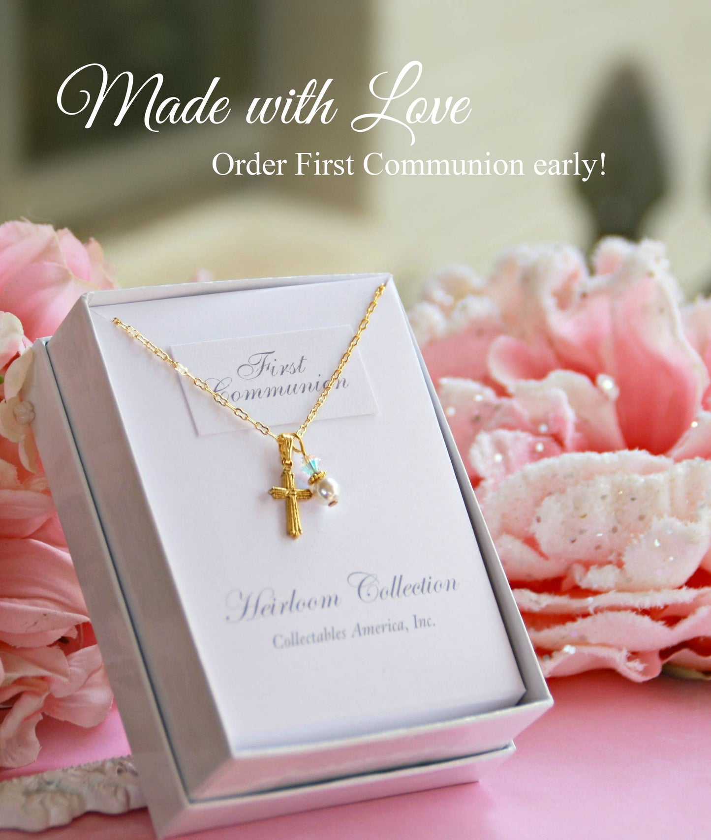 First Communion Cross Pearl Necklace