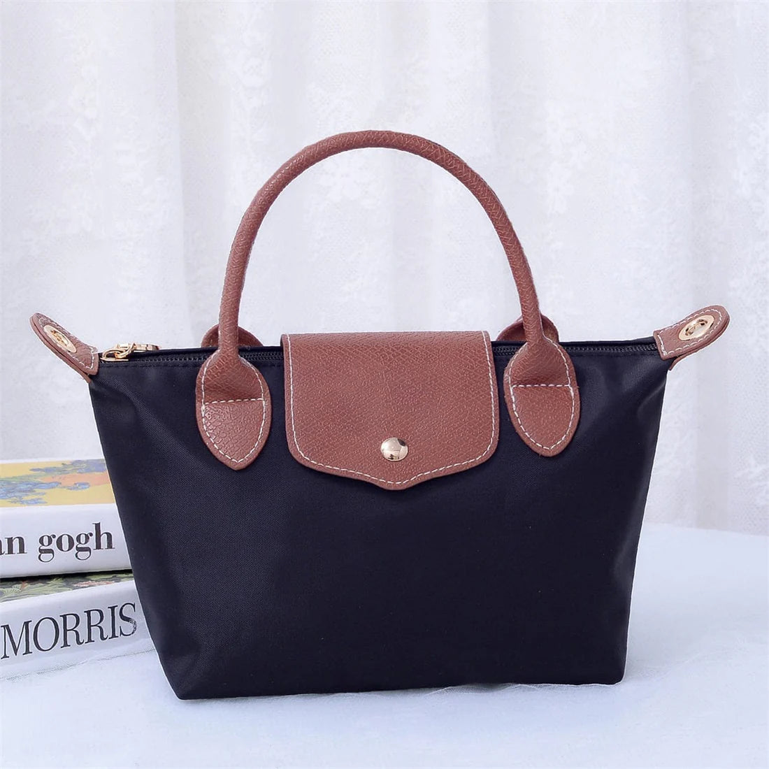Nylon Double Handle Mini Crossbody Bag