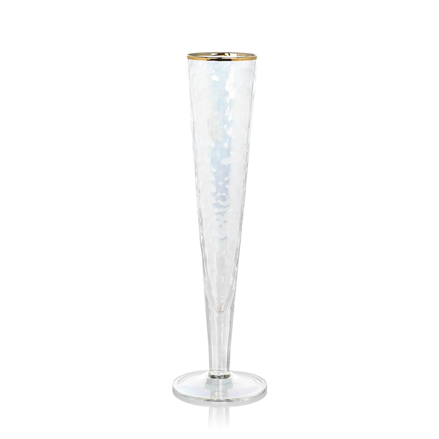 Slim Champagne Flute - Luster w/ Gold Rim